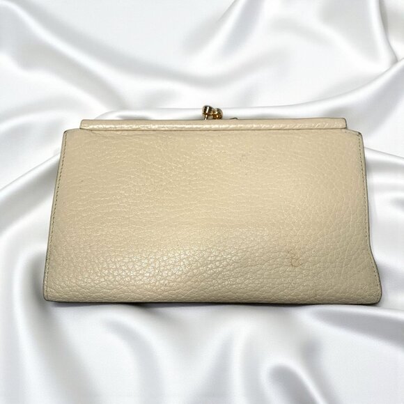 Vintage Dooney & Bourke All Weather Leather Kisslock Wallet Bone/British Tan - Picture 6 of 13